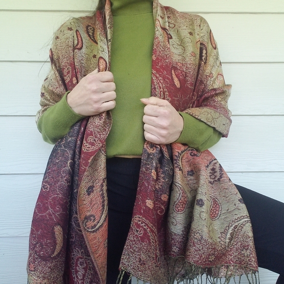 Scaf Wrap Accessory Boho Hippie Gypsy Paisley Print Tassels Super Soft! FALL - Picture 2 of 12
